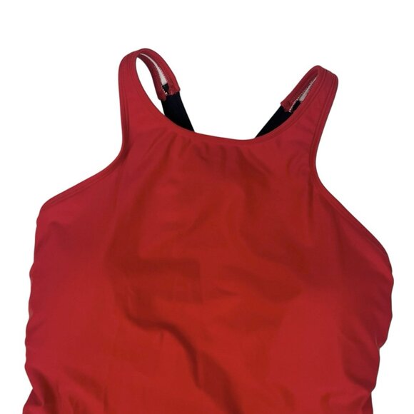 Sports Illustrated One Piece Swimsuit Size Large Red High Leg Racer T Strap Back - Picture 4 of 10